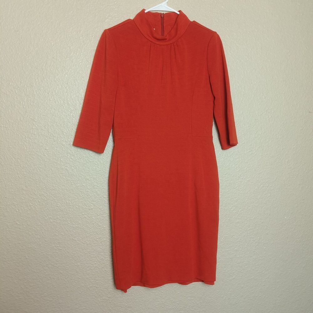 Kay Unger dress size 8 women's orange color 3/4 sleeves knee length